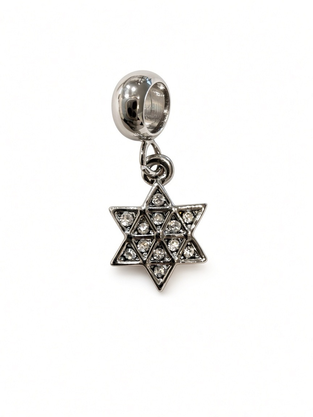 Silver Star Rhinestone Dangle Charm Pandora Compatible - Picture 3 of 4